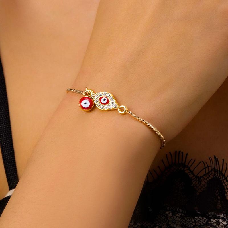 Classic Turkish Blue Evil Eyes Bracelet for Women Men Shining Rhinestone Palm Push Pull Adjustable Bracelet Lucky Jewelry Gift
