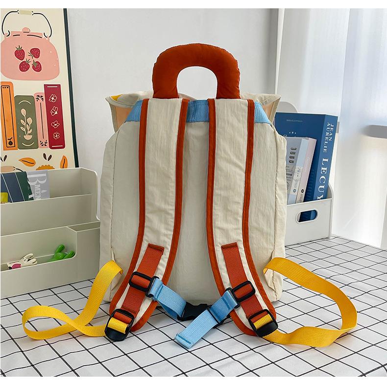 Colorblock Rucksack - Damen Doppel-Schultertasche für Studenten, Trendig und Geräumig für Schule und Hochschule