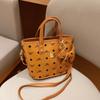 New Fashion Vegetable Basket Bag Contrasting Color Pendant Portable Shoulder Oblique Span Trendy Women's Bag
