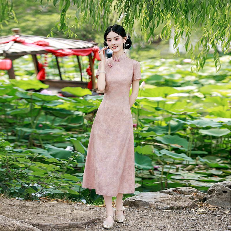 Pink national style new Chinese Suzhou cheongsam improved young 1011 new women's high-end daily dress summer