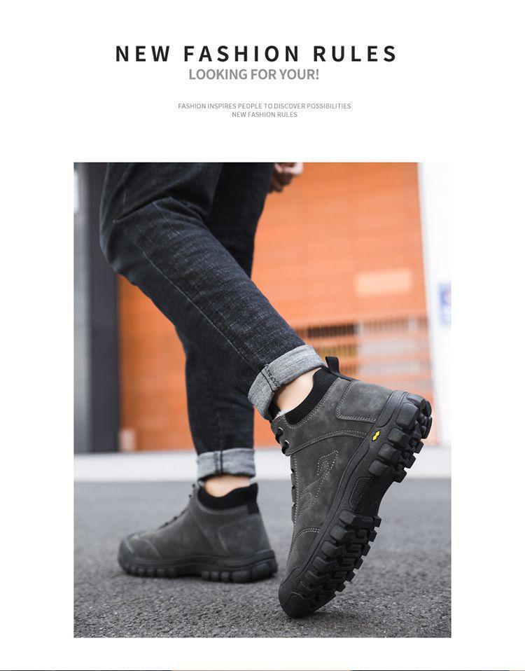 Pánské zateplené protiskluzové sněhule s tlustou tvrdou podrážkou pro venkovní použití