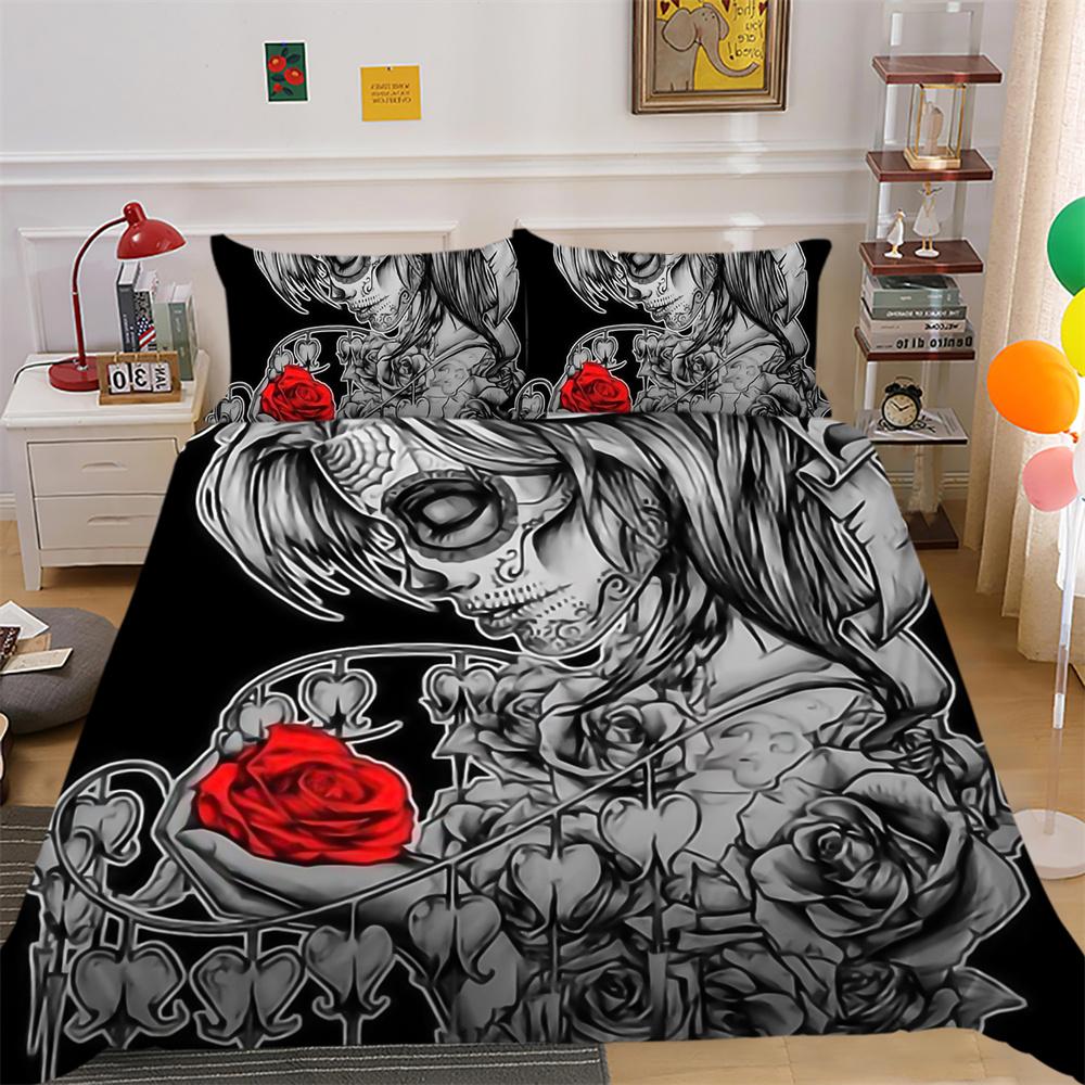 Juego de funda nórdica con estampado de flores en 3D, ropa de cama, colchas de poliéster de tamaño doble, ropa de cama para el hogar a la moda