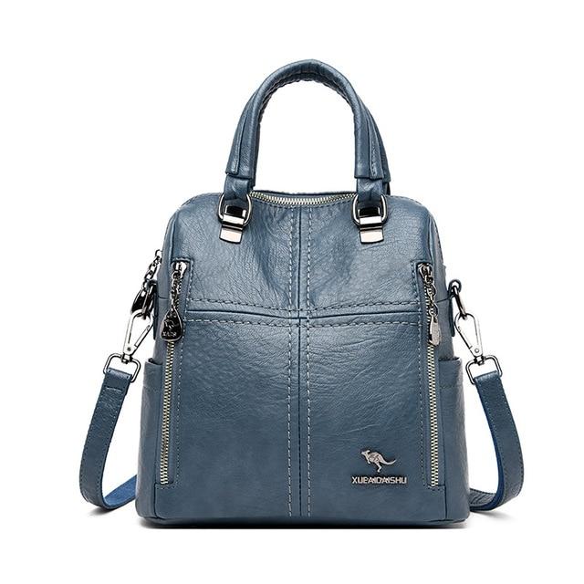 New High Quality Leather Backpack Women Shoulder Bags Multifunction Travel Backpack School Bags for Girls