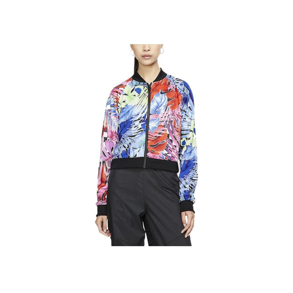Nike Giacca da Donna a Maniche Lunghe con Zip e Stampa Floreale Multicolor AR2221-010