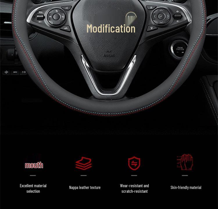 Compatible Leather Steering Wheel Cover for Honda Civic Generations 8-11, No Sewing Required, Slim Design.