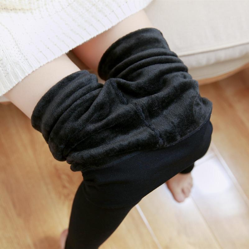 Autumn and Winter New Women's Outer Wear Velvet Thickened Solid Color Cotton Leggings Warm and Thin High Waist Foot-stepping Integrated Pants