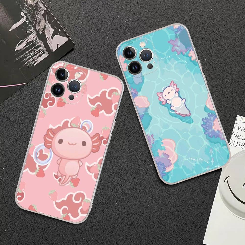 Cartoon Axolotl Cute Transparent Soft Phone Case For IPhone 15 12 14 16 17 13 Plus 11 Pro Max 13 Pro