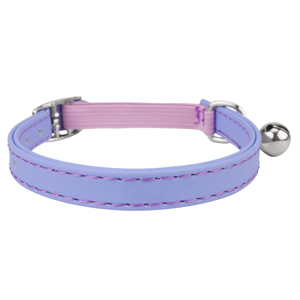 

Классический ошейник для кошек из ПУ с эластичной тесьмой, регулируемый ошейник для щенков цвета макарон с колокольчиком, чтобы не потерять, аксессуары для кошек