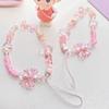 Pink Acrylic Beaded Short Rope Mobile Phone Straps Wrist Hand Lanyard Hand Strap Phone Charm