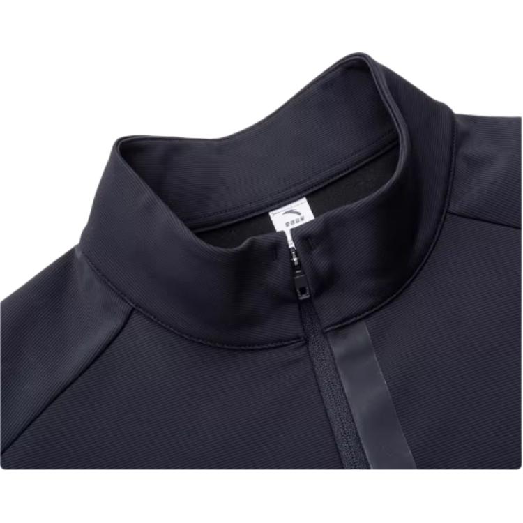 Anta Solid Color Printed Letter Half Zip Stand Collar Warm Knit Sweater Men Sweater Black 152240401-3