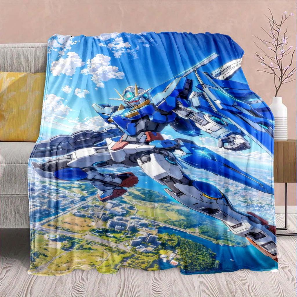 Gundam Anime Flannel Blanket - Soft Warm Perfect for Sofa, Bedding Camping Travel Office Home Decor -QJY