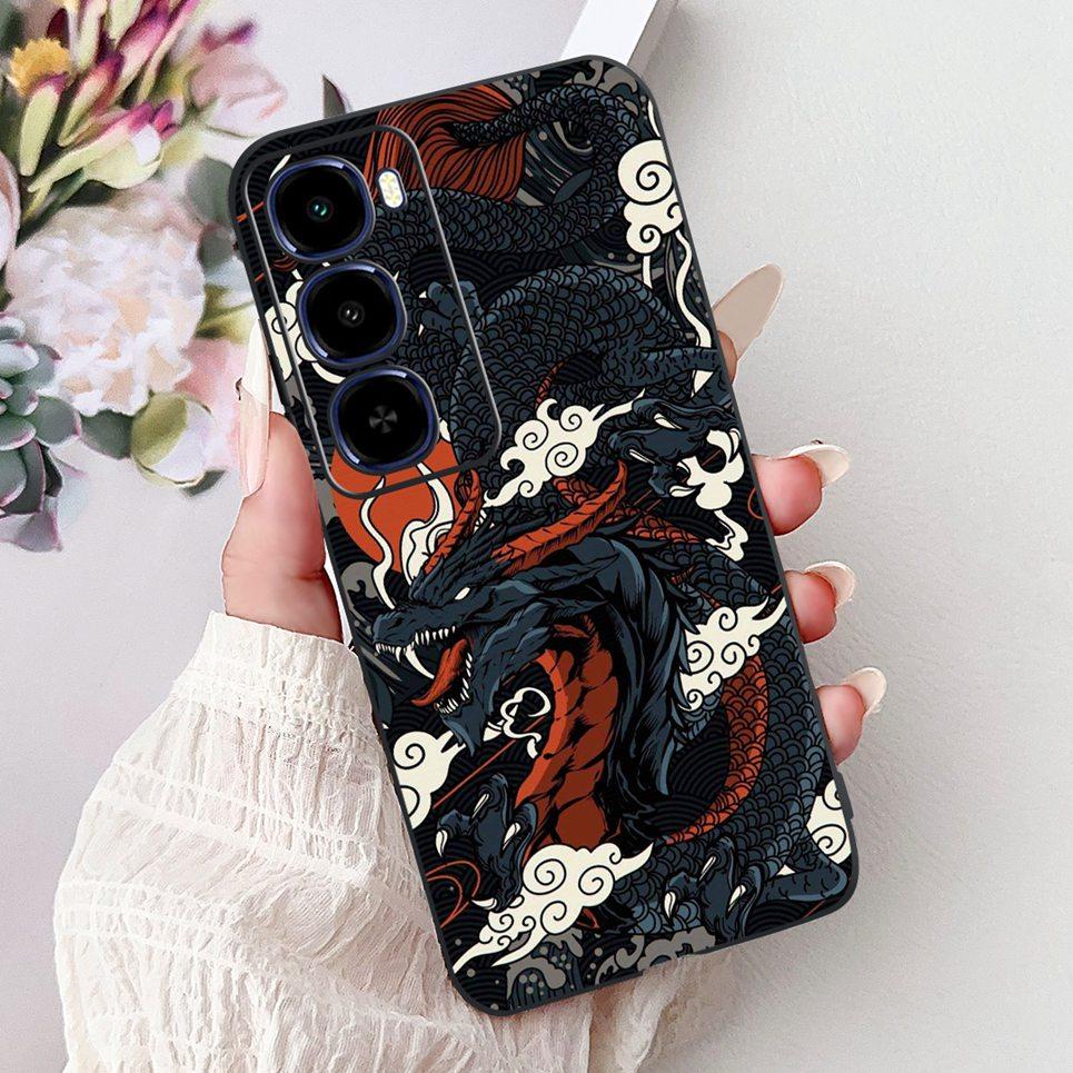 Cool Dragon Lion Tiger Cartoon 2D Printed Pattern Casing For Itel City 100 City100 Case Soft Silicone Black Back Cover Landscape