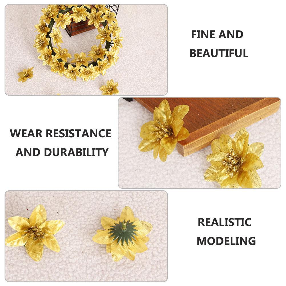 

10Pcs Christmas Artificial Flower Decor Simulation Xmas Fake Flower for Garlands Home Holiday Party Tree Arrangement золотистий
