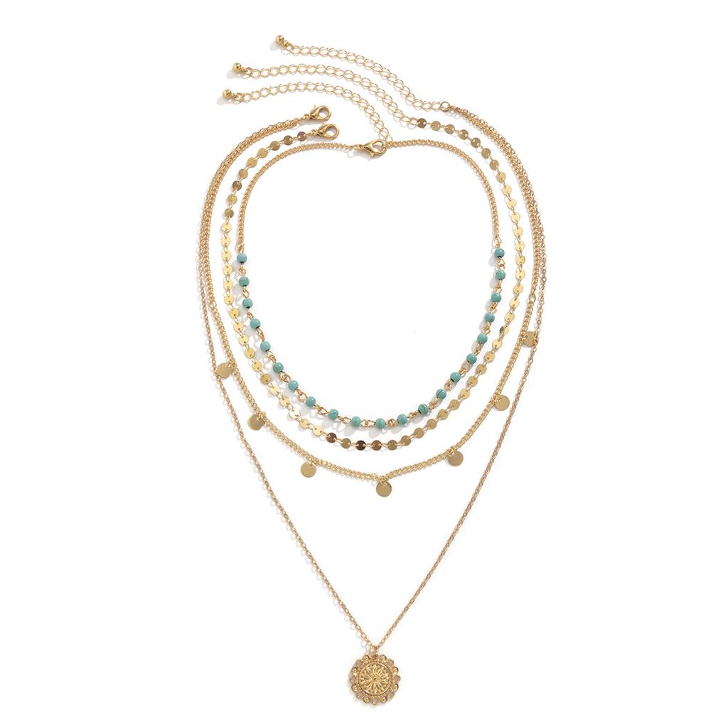 Accessories Retro Ethnic Style Clavicle Necklace Women, Simple Metal Sequin Necklace