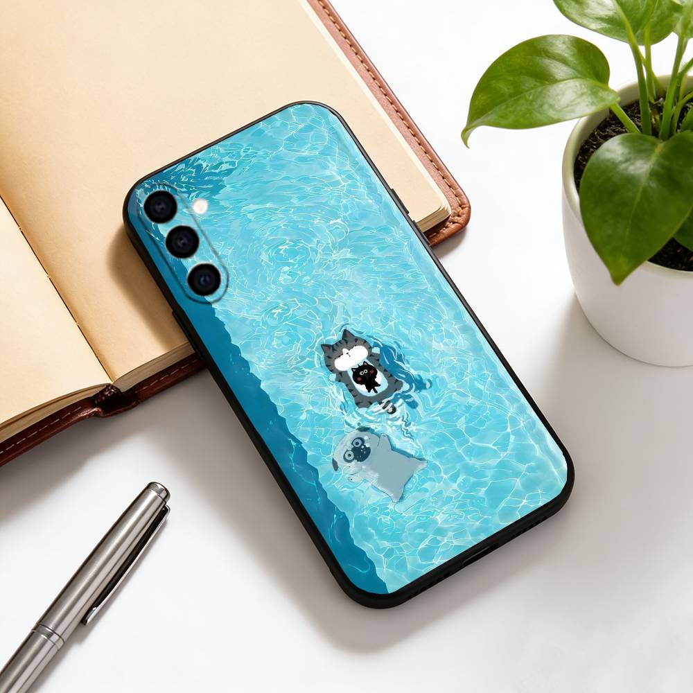 Beautiful cartoon Phone Case Black Silicone Soft For Samsung Galaxy A73,A72,A71,A70,A53,A52,A51