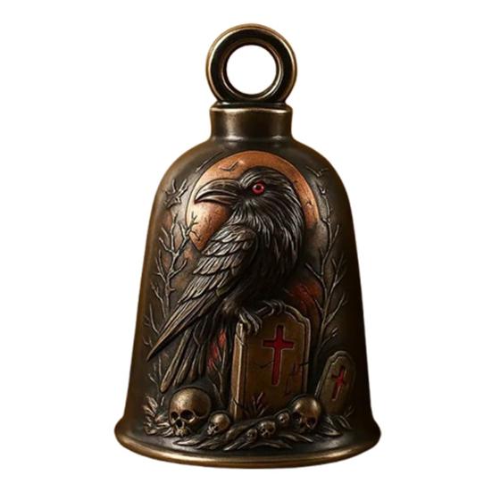 Cemetery Crow Bell Blood Moon Tombstone Crow Bell Gothic Decorative Bell for Halloween Autumn Indoor Outdoor Decor Haunted House Prop