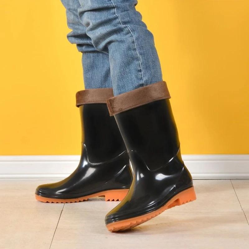 Wear to Work Half High Men's Rain Boots Lightweight Without Lacing Galoshes for City Mud Fishing Water Wear-resistant Male Shoes