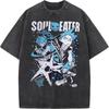 Japan Anime Soul Eater Black Star Printing T Shirt Men Washed T-shirts Casual Loose Tee Harajuku Male Manga Retro Tshirt