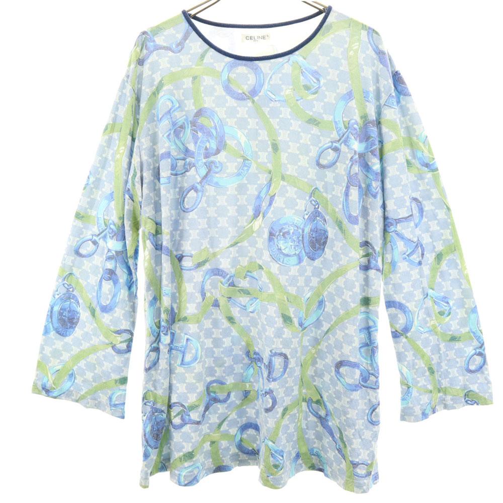 

CELINE Macadam Футболка с длинным рукавом L Синяя Рон Футболка кроя женская Б/у