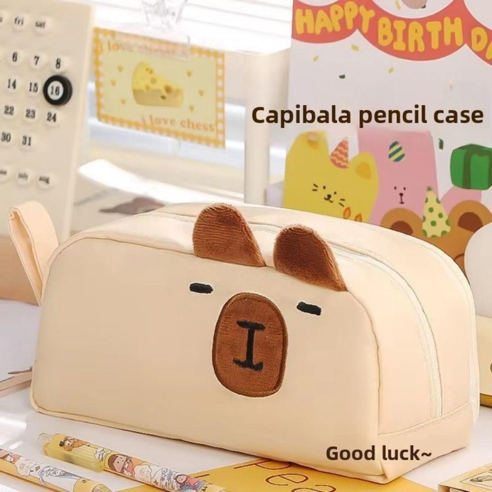 Animal Shaped Capybara Pen Case Large Capacity Cartoon Pencil Box Zipper Pencil Pouch  Girls Boys