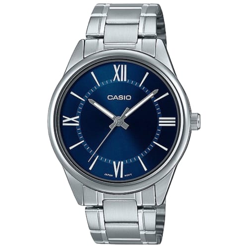 

Casio MTP-V005D-2B5 Men s Standard Stainless Steel Blue Roman Dial Analog Watch