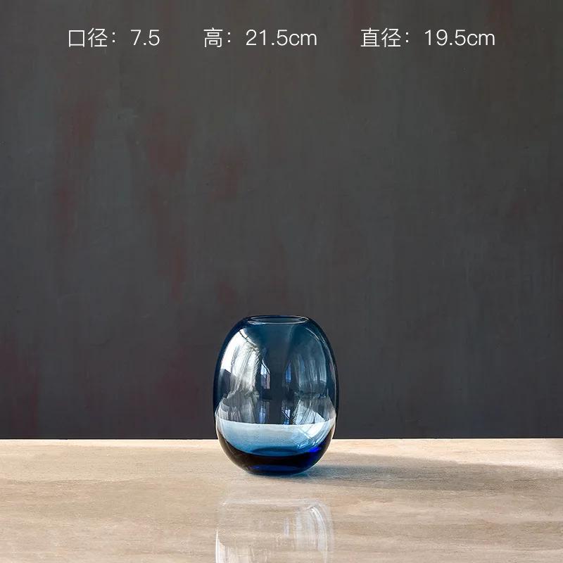 

Прозрачная синяя стеклянная ваза Гидропоника Цветочные горшки Украшение стола Цветочная композиция Современный домашний декор Круглые цветочные вазы