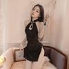 Sex Underwear Sexy Halter High Fork Chinese Cheongsam Hollowed Out Pure Desire Retro Suit Hot Hip-wrapped Passion Uniform