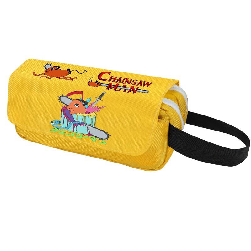 Chainsaw Man Pencil Case Cartoon Anime Stationery Organizer Double Zipper Large Capacity Students