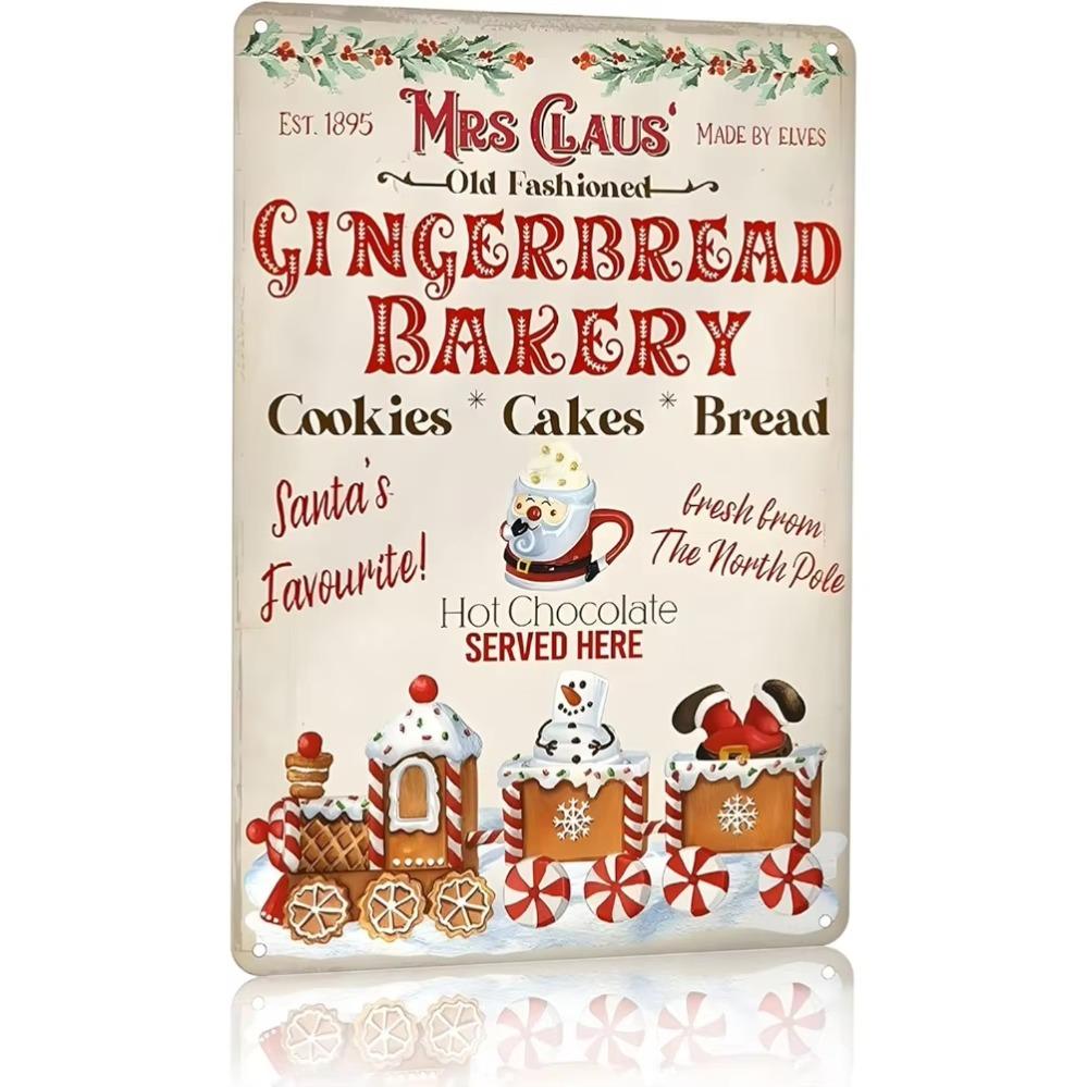 Vintage Christmas Decor  8x12 Artlunar Mrs Claus Gingerbread Bakery Tin Sign Perfect for Farmhouse Kitchen Cafe Wall Decor 20X30CM