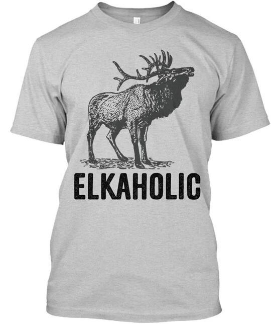 Elkaholic Funny Elk Hunting T-Shirt Made in the USA Size S to 5XL M