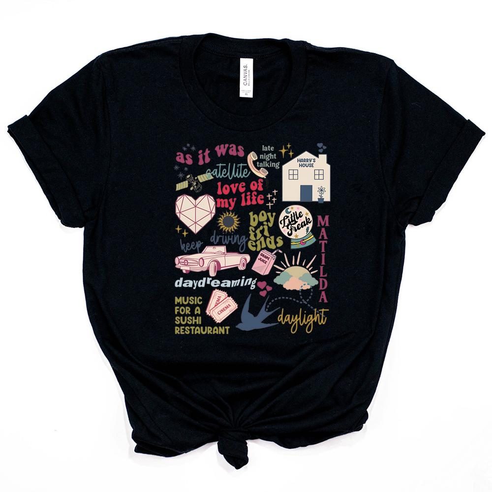 Harrys House Music List Tshirt As It Was HS TPWK Shirt Women Y2k Style Vintage Graphic Tee Love on Tour 2023 Tees Fans Gift