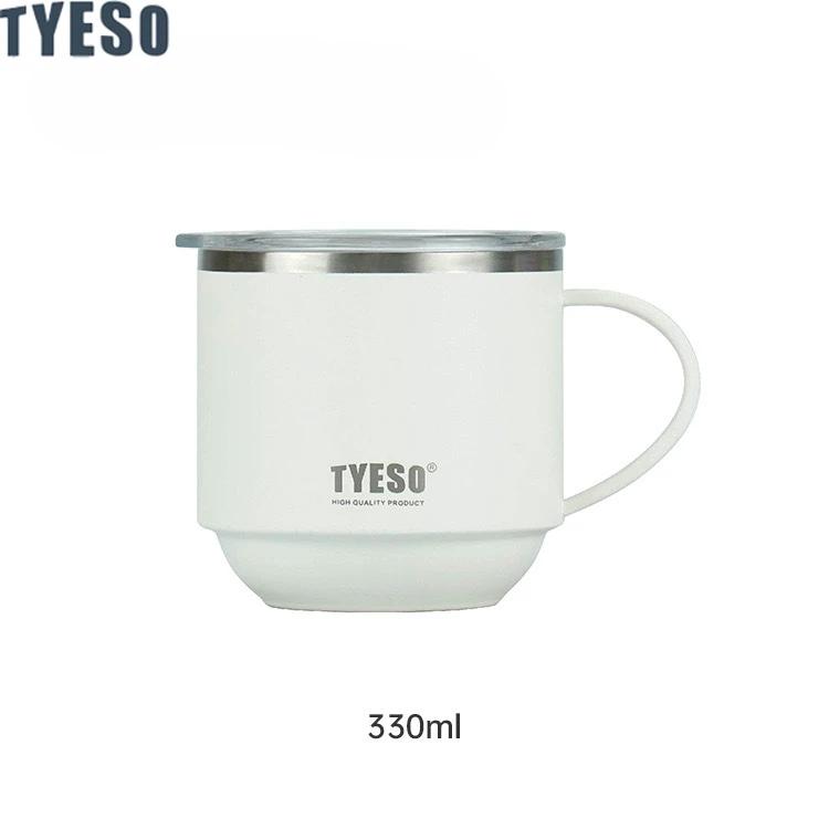 

Tyeso Stainless Steel Coffee Mug Durable Desktop Office Mug with Handle and Clear Lid Ideal for Hot Beverages and Everyday Use 330ML белый