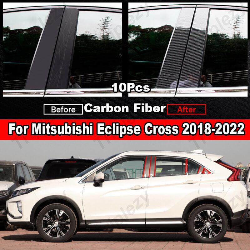 10 Stück Glänzende Kohlefaser Schwarz Auto Fenster Tür Säule BC Säule Pfosten Abdeckung Zierleiste Aufkleber Für Mitsubishi Eclipse Cross 2018-