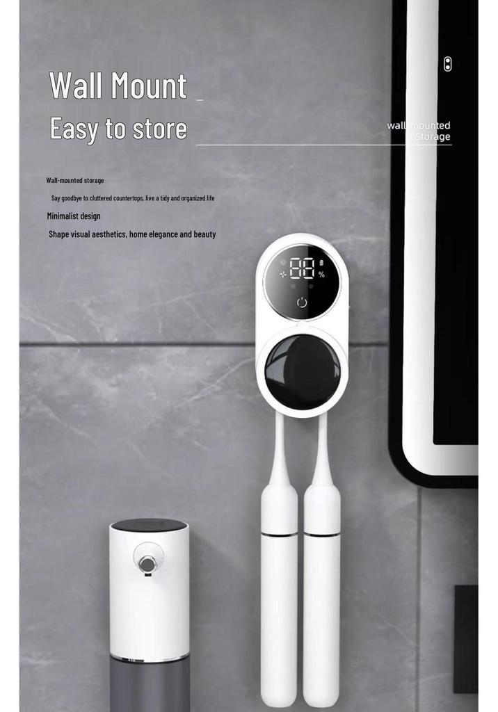 Smart UV Sterilization Double Toothbrush Holder - Wall-Mounted & Fully Automatic