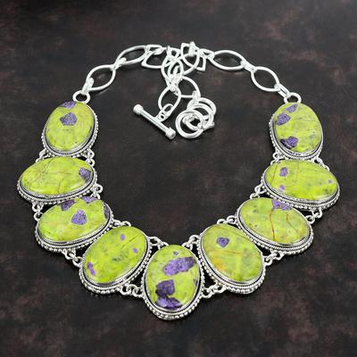 Collier en Pierre Gemme Stichtite Collier Fait Main Bijoux Vintage Incroyables Collier en Argent Sterling 925 Collier à Chaîne Réglable Cadeaux pour Maman
