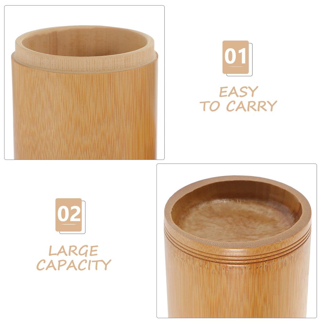 Bamboo Tea Canister M Size Portable Airtight Storage Tank for Loose Tea Coffee Beans Dry Food Kitchen Organization Seal Box