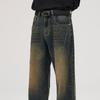 Spring and Autumn Rust Blue Nostalgic Loose Flare Jeans Men's Straight Pants