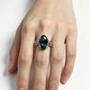TikTok Live Broadcast European and American Women's Fashion Ring, Inlaid with Morandi Blue Diamond Ring New