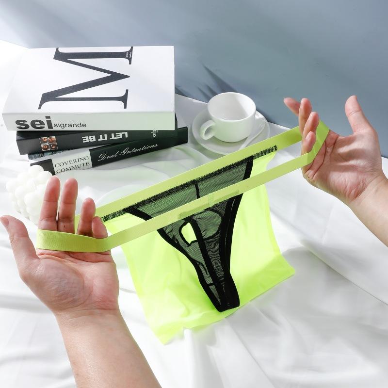 Men Summer Sexy Sexy Ice Screen Yarn Low Waist Thong Underwear