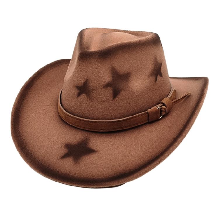 Sternverzierter Homburg Maillard Styling Hut Geschenke für Freund Hut Breiter Rand Unisex Tragbar für Treffen Foto Requisiten