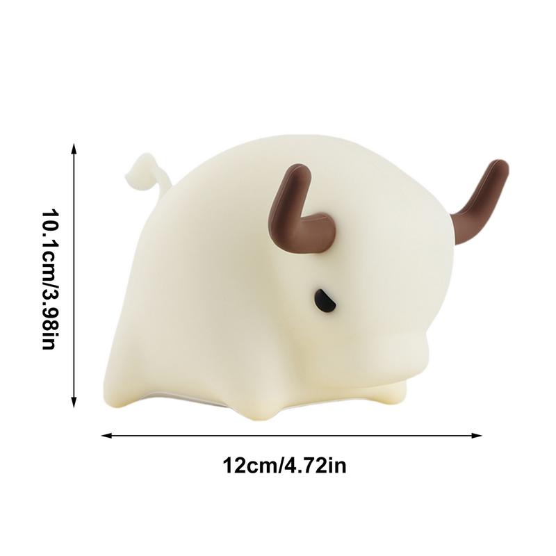 Lumină de noapte reglabilă Reîncărcabilă USB Lumină în formă de bălegar de vacă Lumină de noapte drăguță de desene animate Lampă de masă multifuncțională pentru dormitor, sufragerie