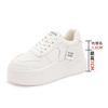 Fashion Sports Women's Shoes 2025 Autumn Height Increase Thick-soled Shallow Mouth Leather and Mesh White Shoes