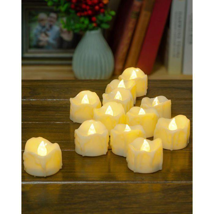 Bougie chauffe-plat LED sans flamme - AIMOONSA - Modèle chauffe-plat LED - Minuterie 6 h - Effet flamme vacillante - Blanc chaud
