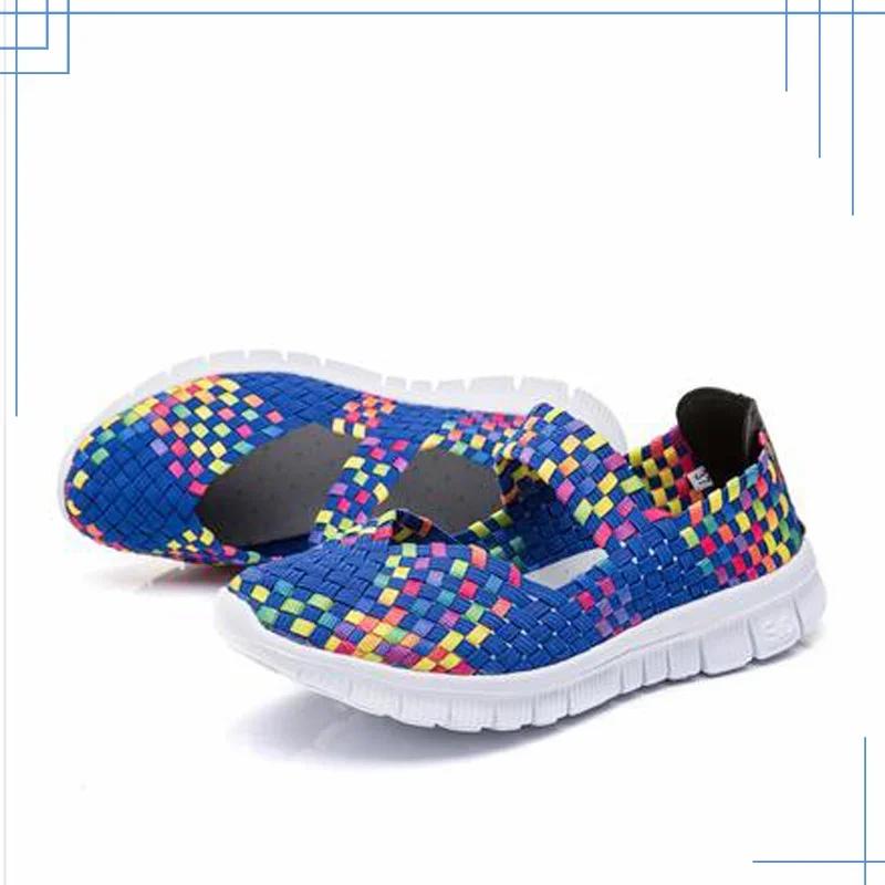 Fashion Plus Size Women Flat Shoes Elastic Band Weave Shoes Women Comfort Flat Shoes Women Casual Loafers Zapatos De Mujer