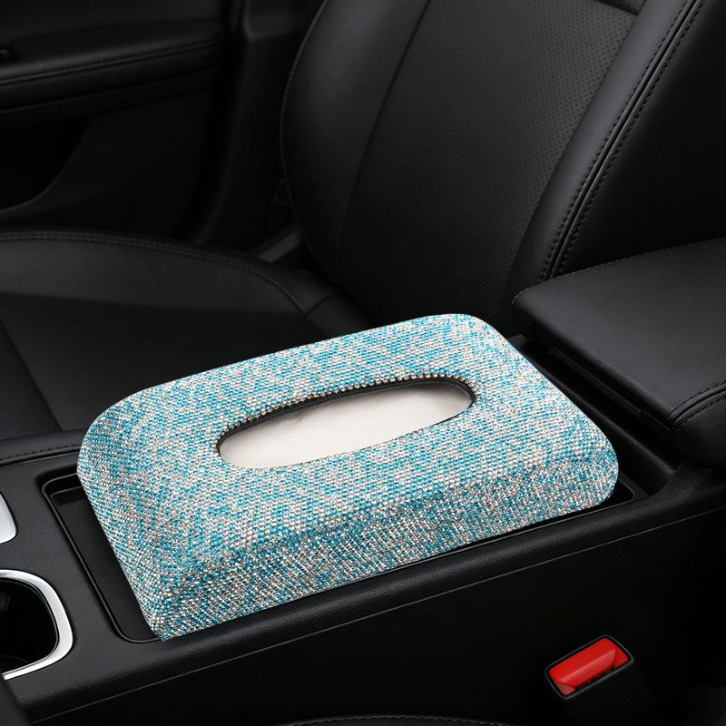 Car Tissue Box Diamond Bling Women's Interior Accessories Auto Napkin Holder Portable Space Saving Tissue Dispenser Interior