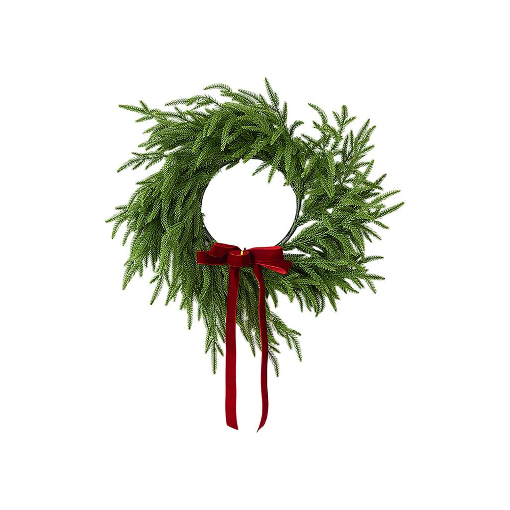 Norfolkský věnec na vchodové dveře, Umělý věnec, Realistický věnec ze zelených umělých listů na zeď, okno