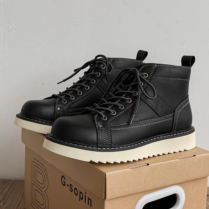 

Мужские ретро ботинки Мартин с высоким берцем - Толстая подошва, для работы на улице и уличного стиля (2025 Осень/Зима) - Модель 9106 42 чёрный