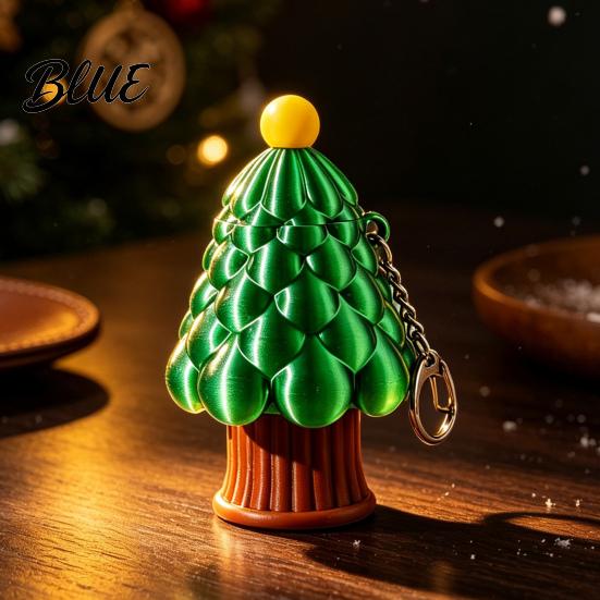 Xmas Tree Fidget Toy Retractable Christmas Longsword Toy 3D Printed Stress Relief Holiday Decor Keychain Mini for Backpack Charm