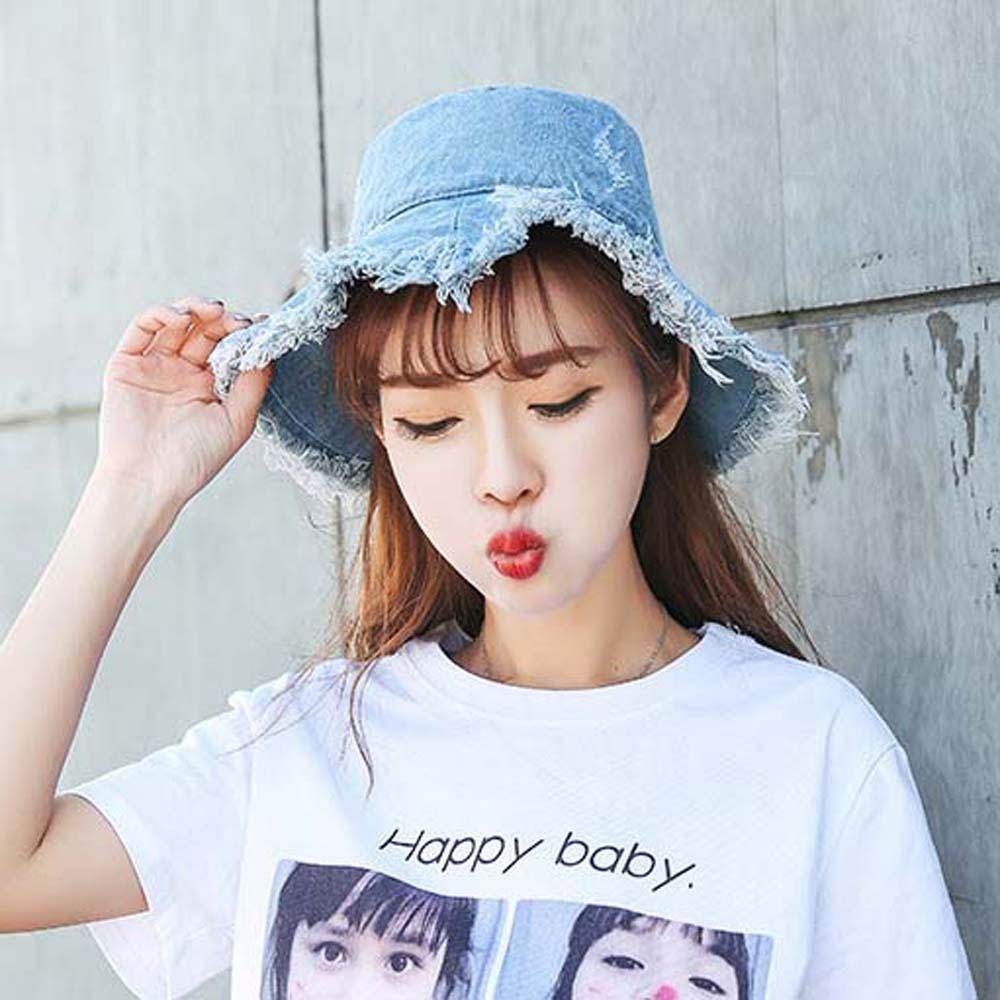 Sunshade Shabby Fisherman Hat Retro Sun Protection Basin Cap Cowgirls Denim Bucket Hats Sport