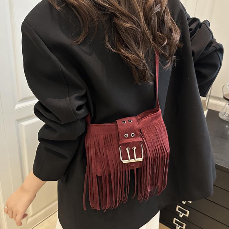 Modna Torba na Ramię z Frędzlami Niszowa Wszechstronna Retro Torba Crossbody Mała Kwadratowa Torba Prezent Urodzinowy Torba na Ramię Wysokiej Jakości Torba KTB